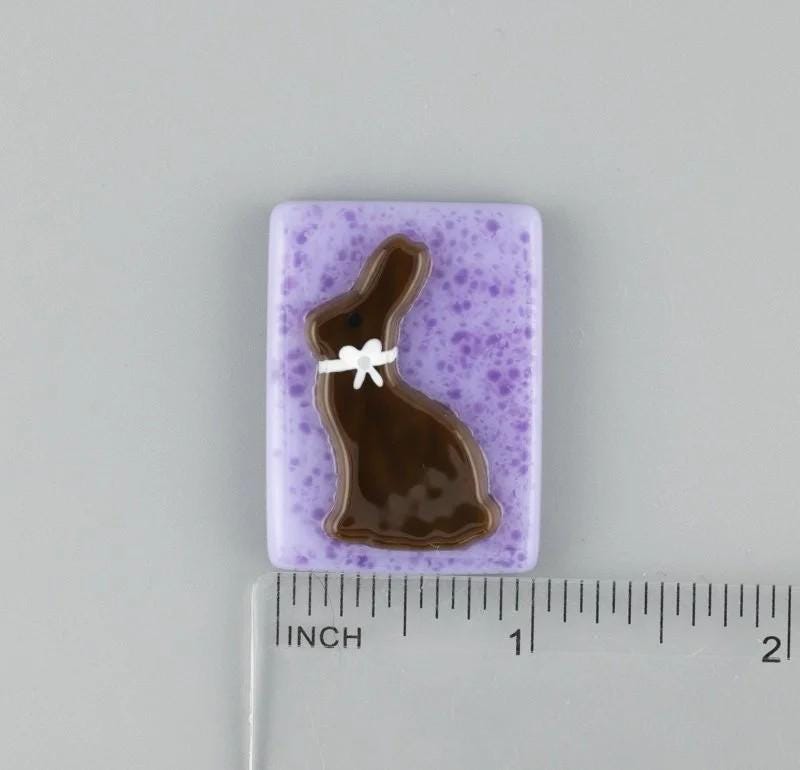 BEAU VERRE ART "Chocolate Bunny Fused Glass Needle Minder"  Magnet  Easter Needleminder  One-of-a-Kind, Handcrafted with Love by Kelly