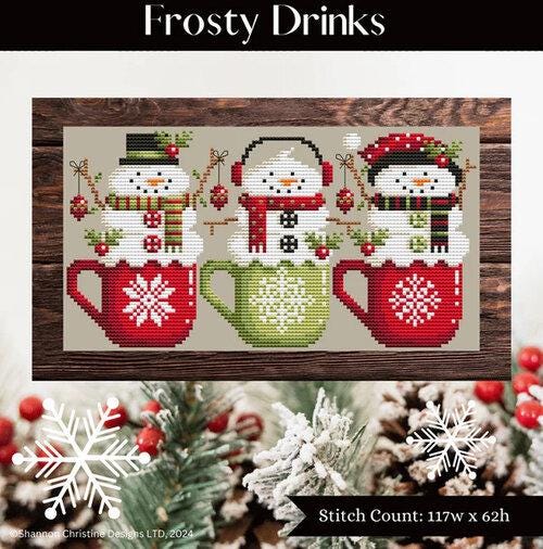 SHANNON CHRISTINE DESIGNS "Frosty Drinks" Counted Cross Stitch Pattern, Chart, Pattern Only