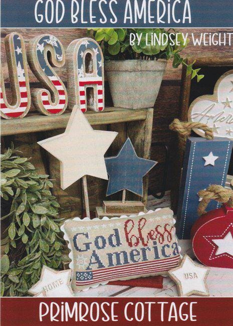PRIMROSE COTTAGE STITCHES "God Bless America" Counted Cross Stitch Pattern, Patriotic, Chart and Pattern Only