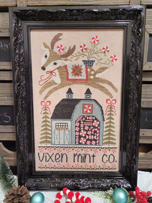 QUAINT ROSE NEEDLEARTS "Vixen Mint Co." Counted Cross Stitch Pattern, Christmas, Sampler, Chart, Pattern Only