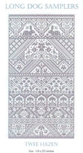 LONG DOG SAMPLERS "Twee Hazen"  Counted Cross Stitch Pattern  Classic Norfolk Sampler, Pattern Only