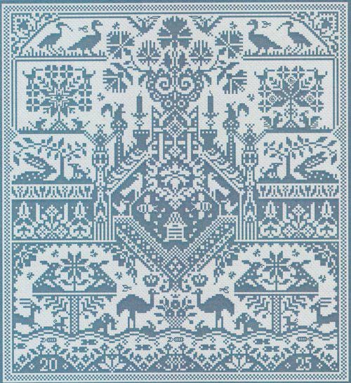 LONG DOG SAMPLERS "The Sweet Bye & Bye"  Counted Cross Stitch Pattern  Classic Norfolk Sampler, Pattern Only