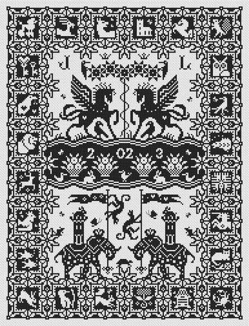 LONG DOG SAMPLERS "Pennance Lite"  Counted Cross Stitch Pattern  Classic Norfolk Sampler, Pattern Only