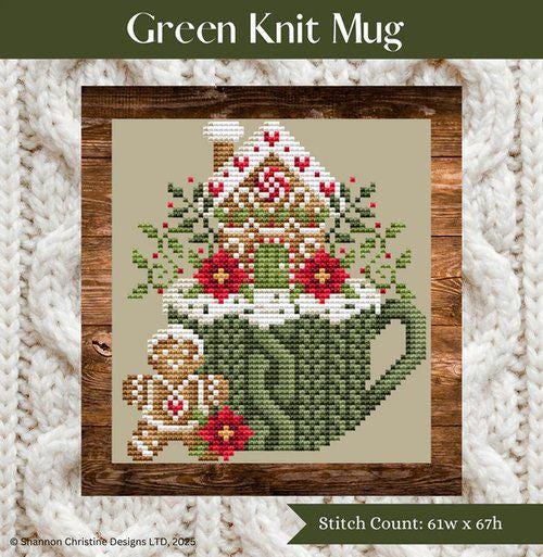 SHANNON CHRISTINE DESIGNS "Green Knit Mug" Counted Cross Stitch Pattern, Christmas, 2026 Needlework Marketplace Release, Pattern Only