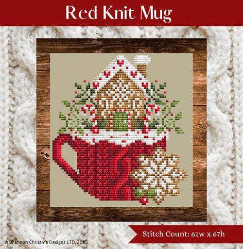 SHANNON CHRISTINE DESIGNS "Red Knit Mug" Counted Cross Stitch Pattern, Christmas, 2026 Needlework Marketplace Release, Pattern Only