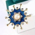 BROOCH ~Blue Flower Brooch ~ Gold Tone & Rhinestones ~ Jewelry, Holidays, Great Gift Idea, Pin