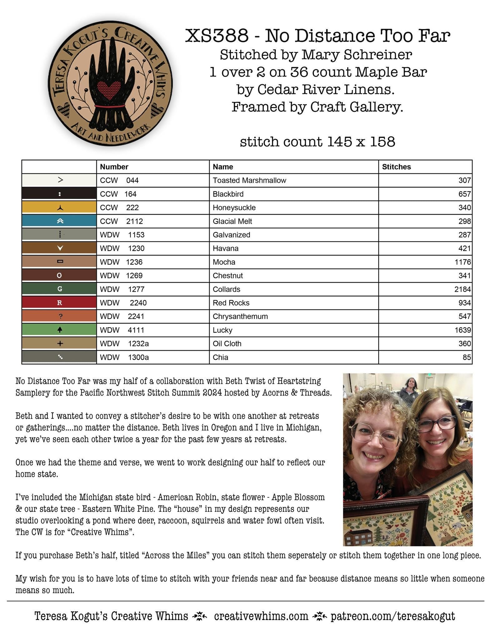 TERESA KOGUT Creative Whims "No Distance Too Far"  Counted Cross Stitch Pattern  Nashville Needlework Market 2026, Pattern Only