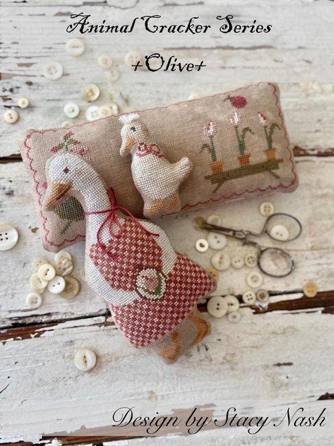 STACY NASH DESIGNS "Animal Crackers Series - Olive" Counted Cross Stitch Pattern, Chart, Pattern Only