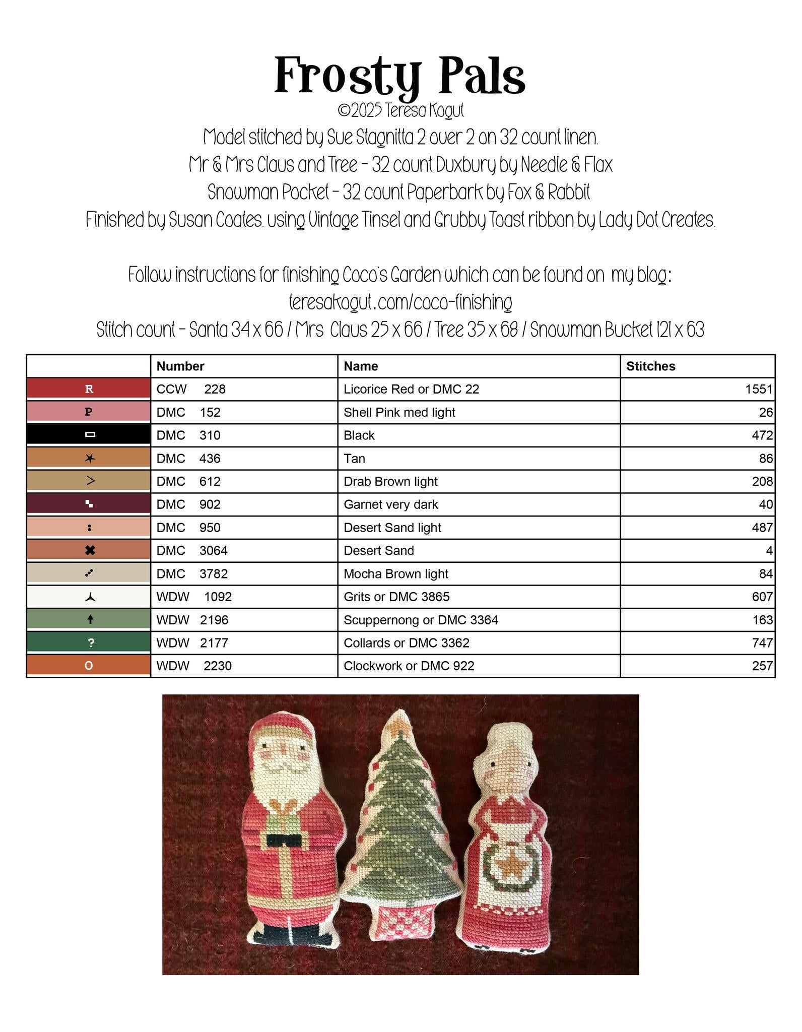 TERESA KOGUT Creative Whims "Frosty Pals"  Counted Cross Stitch Pattern  Christmas, Santa, Nashville Market 2026, Christmas, Pattern Only
