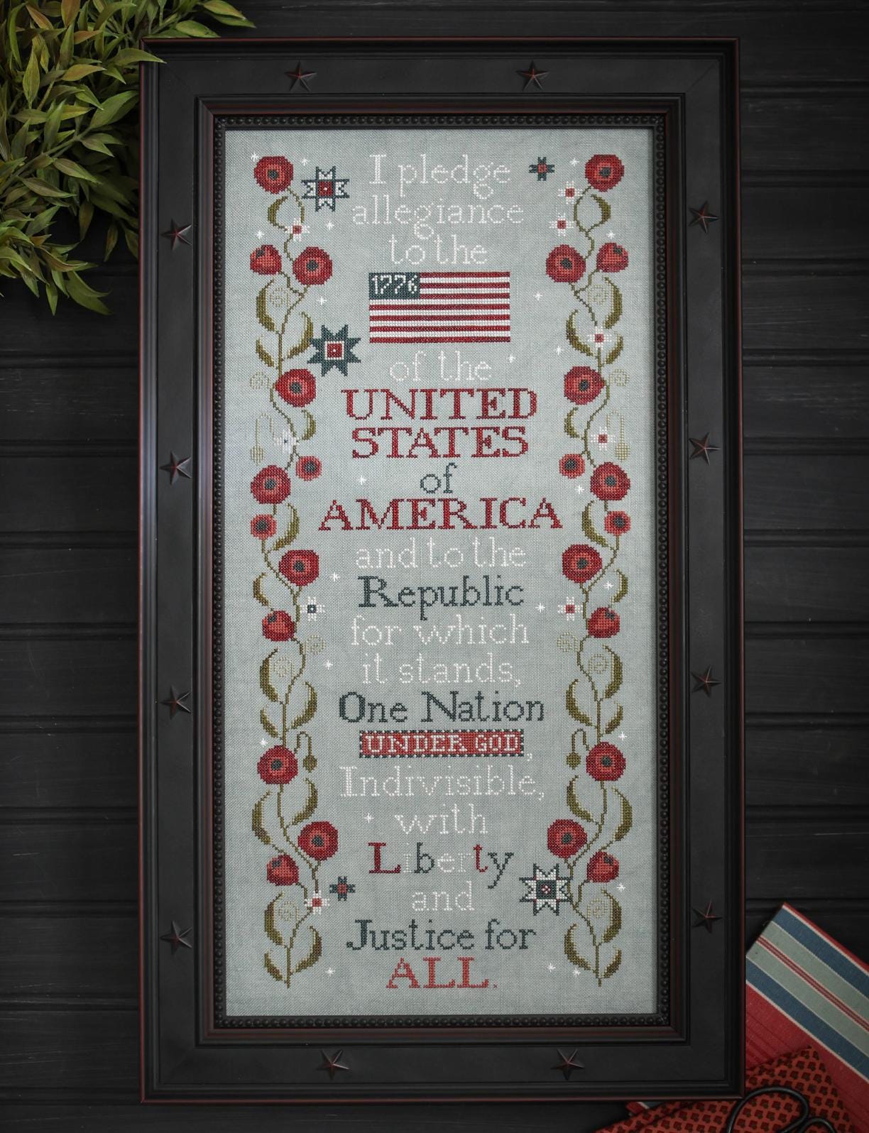PLUM STREET SAMPLERS "The Pledge of Allegiance" • Counted Cross Stitch Pattern • Liberty, American, Paper Pattern