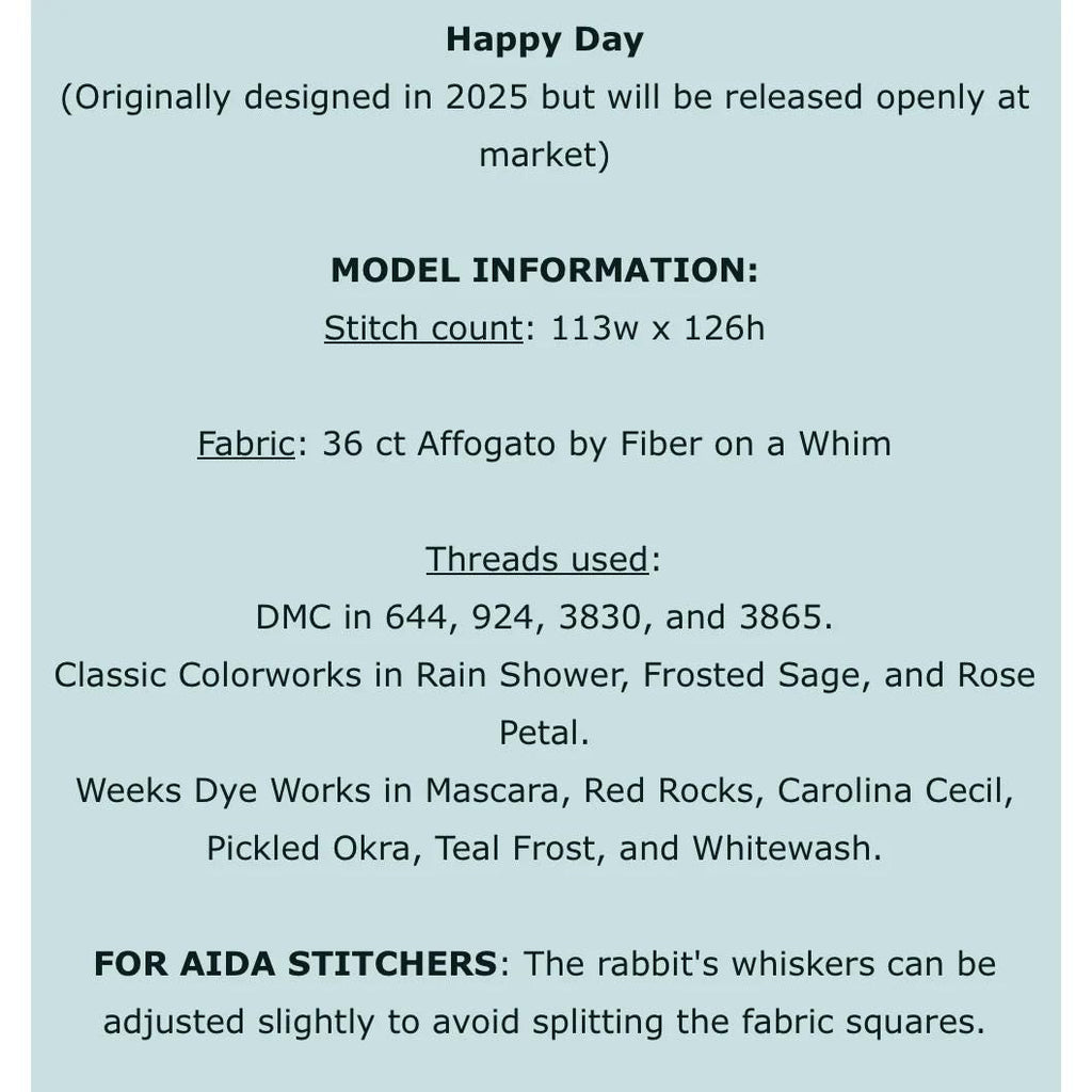 PLUM STREET SAMPLERS "Happy Day"  Counted Cross Stitch Pattern  Sampler, Americana, Nashville Market Release 2026, Pattern Only