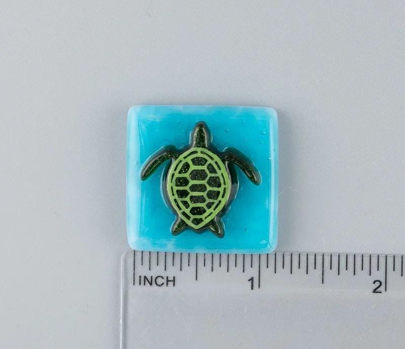 BEAU VERRE ART "Sea Turtle Fused Glass Needle Minder"  Magnet  Easter Needleminder  One-of-a-Kind, Handcrafted with Love by Kelly