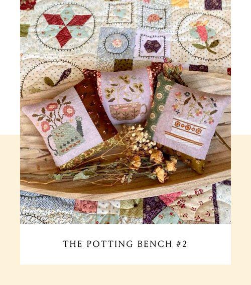 Blueberry Ridge Design "The Potting Bench #2" Counted Cross Stitch Pattern, Flowers & Pots, Pattern Only