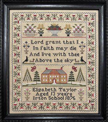 The SCARLETT HOUSE "Elizabeth Taylor 1875"  Counted Cross Stitch Pattern  Sampler, Pattern Only
