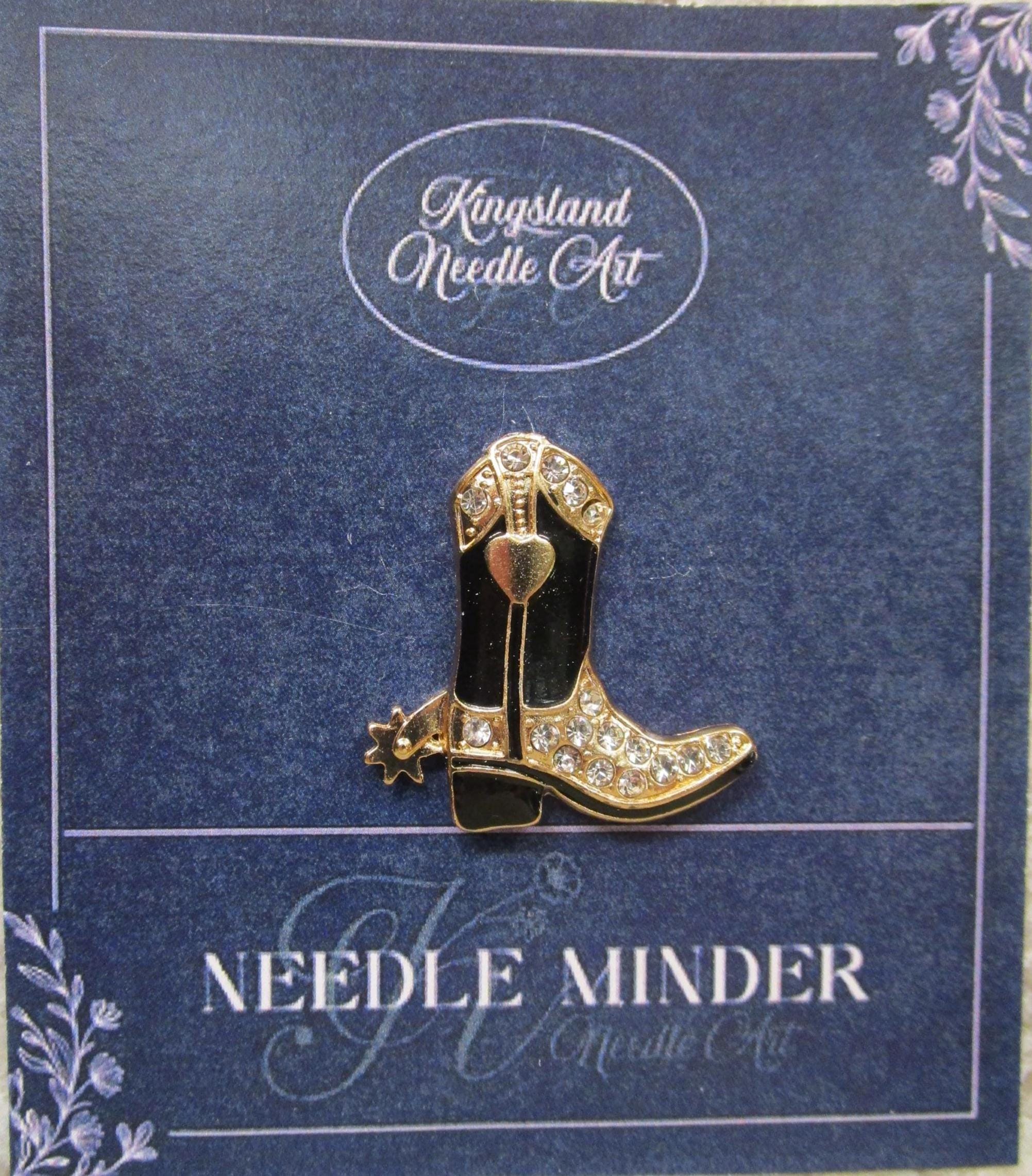 KINGSLAND NEEDLE MINDER ~ Black Cowboy Boot Needle Minder, Needle Dock, Canvas Magnet, Needle Garage, Needleminder