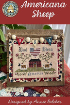 ANNIE BEEZ Folk Art "Americana Sheep" Counted Cross Stitch Pattern, Patriotic, 2026 Nashville Market Release, Chart, Pattern Only