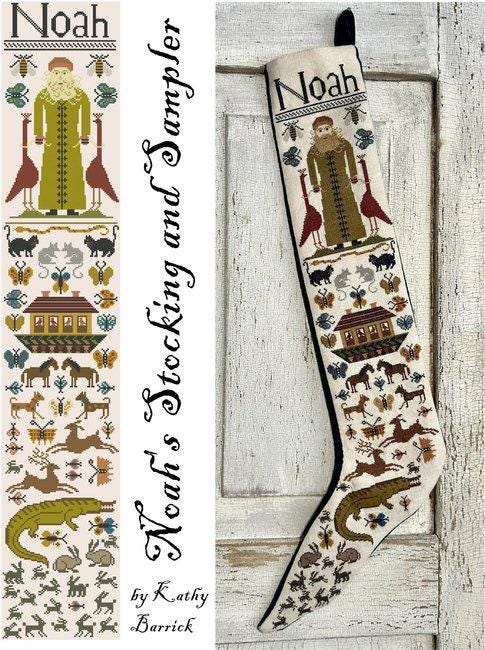 KATHY BARRICK "Noah's Stocking & Sampler" Counted Cross Stitch Pattern, Pattern Only