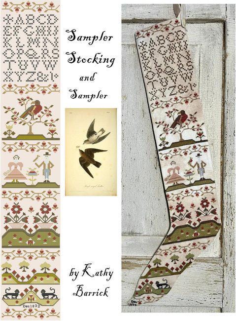 KATHY BARRICK "Sampler Stocking & Sampler" Counted Cross Stitch Pattern, Pattern Only