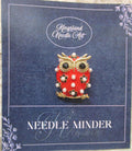 KINGSLAND NEEDLE MINDER ~ Red Owl Needle Minder, Needle Dock, Faux Pearl Enamel Magnet, Needle Garage, Needleminder