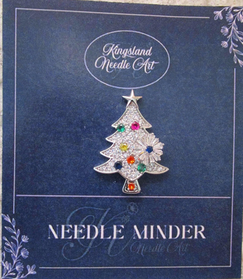 KINGSLAND NEEDLE MINDER ~ Christmas Tree Needle Minder, Needle Dock, Cubic Zirconia, Enamel, Magnet, Needle Garage, Needleminder