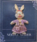 KINGSLAND NEEDLE MINDER ~ Purple Bunny Rabbit Needle Minder, Needle Dock, Needle Nanny, Crystal, Enamel, Needle Garage, Needleminder