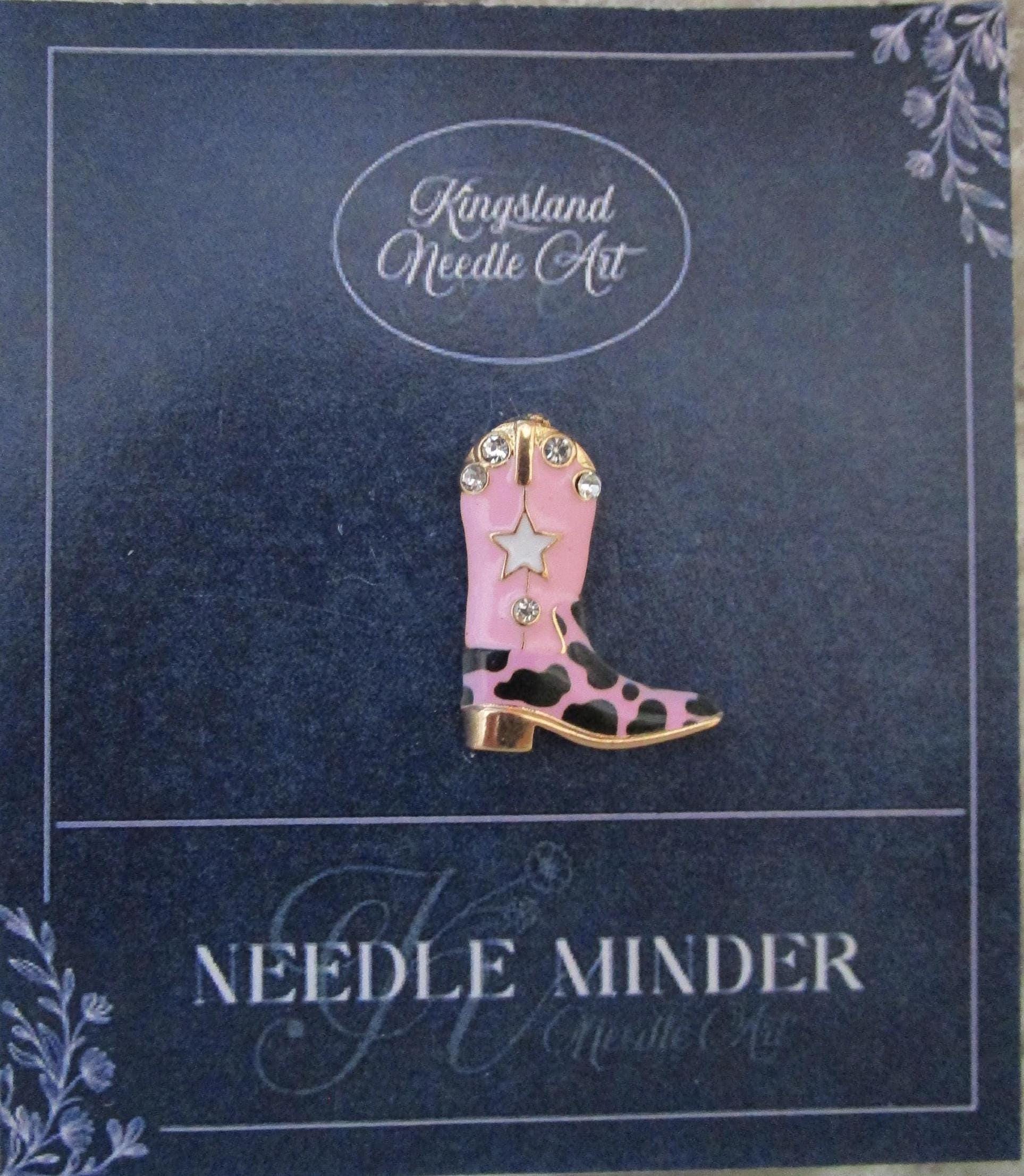 KINGSLAND NEEDLE MINDER ~ Pink Cowboy Boot Needle Minder, Needle Dock, Canvas Magnet, Needle Garage, Needleminder