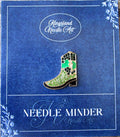 KINGSLAND NEEDLE MINDER ~ Green Cowboy Boot Needle Minder, Needle Dock, Canvas Magnet, Needle Garage, Needleminder