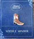 KINGSLAND NEEDLE MINDER ~ Pink Cowboy Boot Needle Minder, Needle Dock, Canvas Magnet, Needle Garage, Needleminder