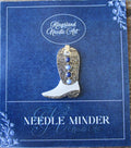 KINGSLAND NEEDLE MINDER ~ Silver & Blue Cowboy Boot Needle Minder, Needle Dock, Canvas Magnet, Needle Garage, Needleminder