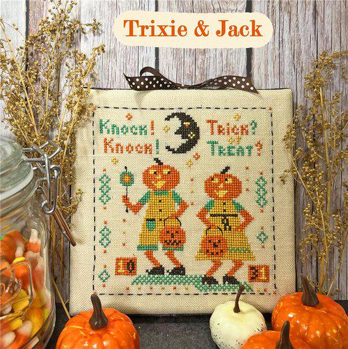 THE CALICO CONFECTIONERY "Trixie & Jack" Counted Cross Stitch Pattern, Halloween, Chart, Fall, Pumpkin, Pattern Only