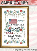 KITTY AND ME "America 250" Counted Cross Stitch Pattern, Chart, 250th Birthday, July 4th 2026, Pattern Only
