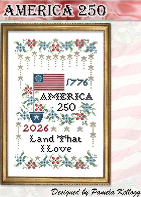 KITTY AND ME "America 250" Counted Cross Stitch Pattern, Chart, 250th Birthday, July 4th 2026, Pattern Only