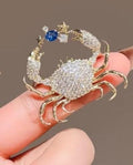 KINGSLAND NEEDLE MINDER ~ Crab Needle Minder, Gold Tone, Needle Dock, Rhinestone, Magnet, Needle Garage, Needleminder