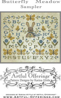 ARTFUL OFFERINGS "Butterfly Meadow Sampler" Counted Cross Stitch Pattern, Chart, Summer, Rabbit, Pattern Only