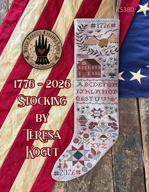Teresa Kogut Creative Whims "1776-2026 Stocking" Counted Cross Stitch Pattern, Patriotic Sampler, 250th Anniversary, Pattern Only