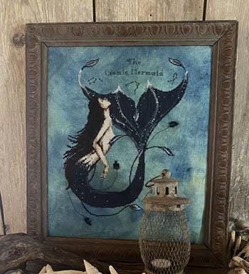 THE PRIMITIVE HARE "Cosmic Mermaid" Counted Cross Stitch Pattern, Chart, Pattern Only