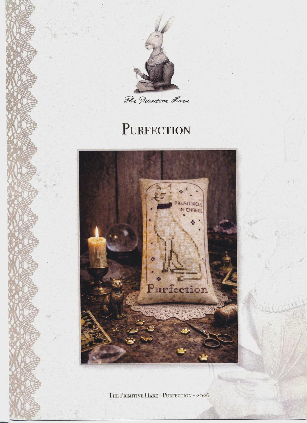 The PRIMITIVE HARE "Purfection" Counted Cross Stitch Pattern, Chart, Pattern Only