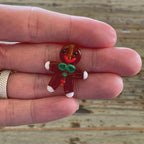 Set of 2 Lampwork Gingerbread Man Beads 28mm, Glass Gingerbread Men