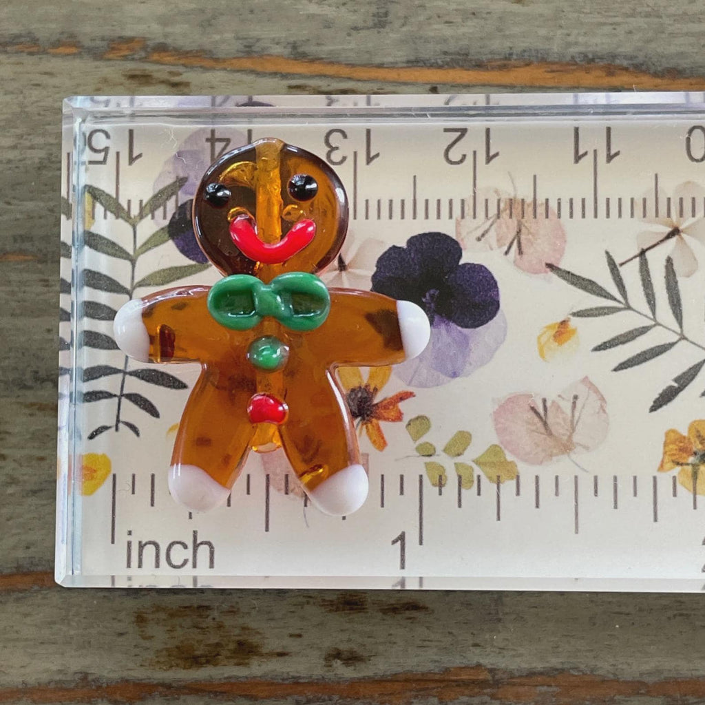 Set of 2 Lampwork Gingerbread Man Beads 28mm, Glass Gingerbread Men