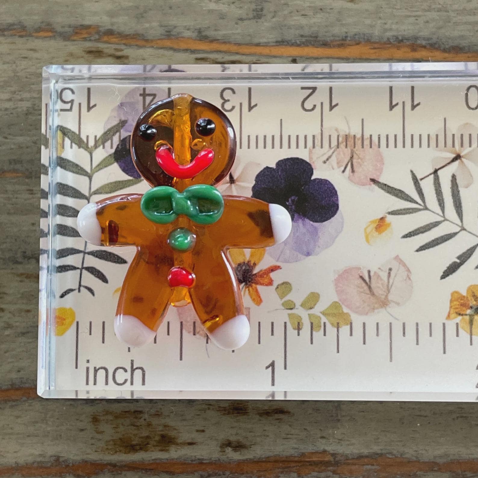 Set of 2 Lampwork Gingerbread Man Beads 28mm, Glass Gingerbread Men