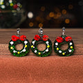 26X19MM Green Christmas Wreath Glass Beads 5 Pcs Christmas Wreath Beads Xmas Beads