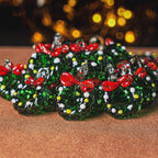 26X19MM Green Christmas Wreath Glass Beads 5 Pcs Christmas Wreath Beads Xmas Beads