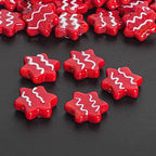 22X19MM Red Star Glass Beads 5 Pcs Star Beads Xmas Beads