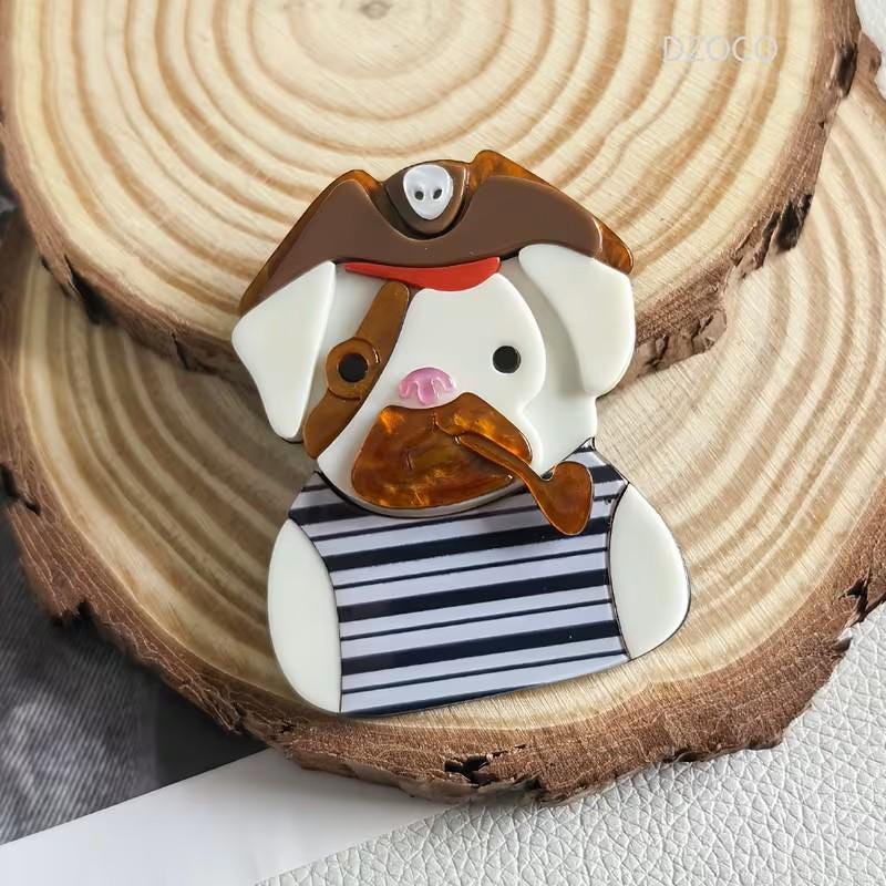 KINGSLAND NEEDLE MINDER ~ Cute Brown & White Dog Acrylic Needle Minder, Needle Dock, Multi-Dimensional, Magnet, Needle Garage, Needleminder