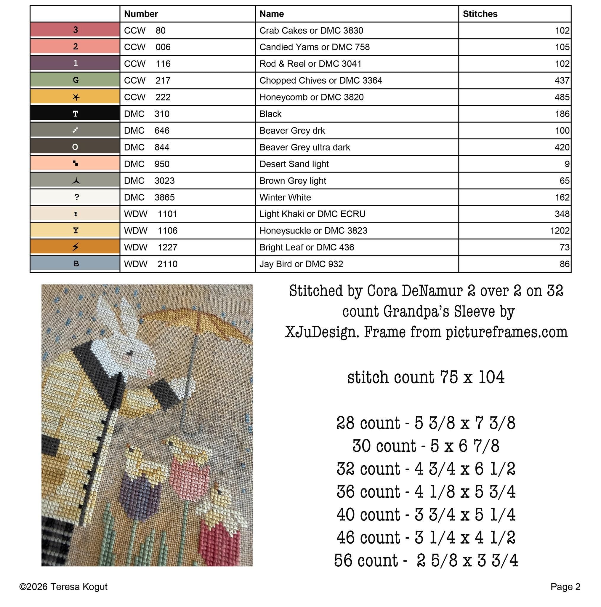 TERESA KOGUT Creative Whims "Spring Rain"  Counted Cross Stitch Pattern  Nashville Needlework Market 2026, Pattern Only