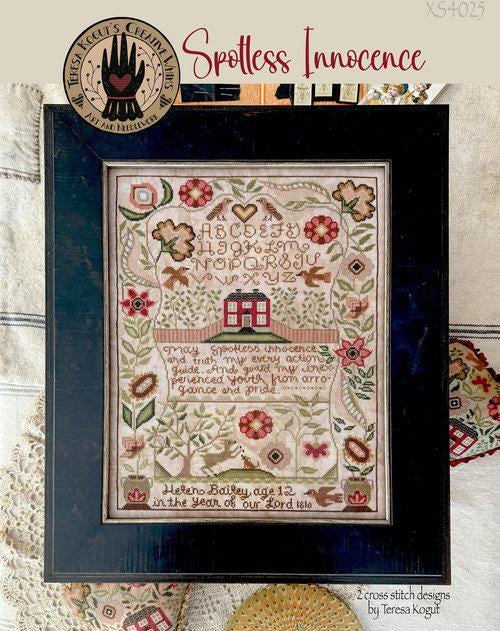 TERESA KOGUT Creative Whims "Spotless Innocence"  Counted Cross Stitch Pattern  2 Samplers, Nashville Market 2026, Pattern Only