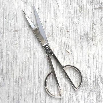 Brooklyn Haberdashery “Flat Handled Scissors 7.5" Nickel-Plated Steel Blades, Sharp Edge, Made In Italy