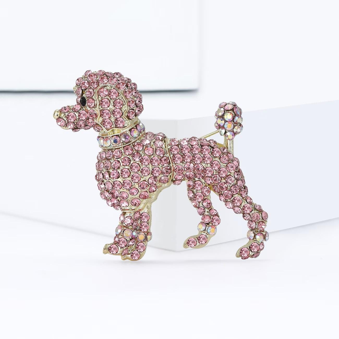 KINGSLAND NEEDLE MINDER ~ Rhinestone Pink Poodle Dog Needle Minder, Needle Dock, Needle Nanny, Canvas Magnet, Needle Garage, Needleminder