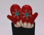 KINGSLAND NEEDLE MINDER ~ Red Mittens Needle Minder, Needle Dock, Enamel Magnet Needle Garage, Needleminder