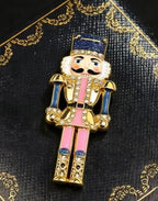 Nutcracker Needle Minder, Enamel Stitching Accessory, Crystal Embellished, Magnetic Needle Holder